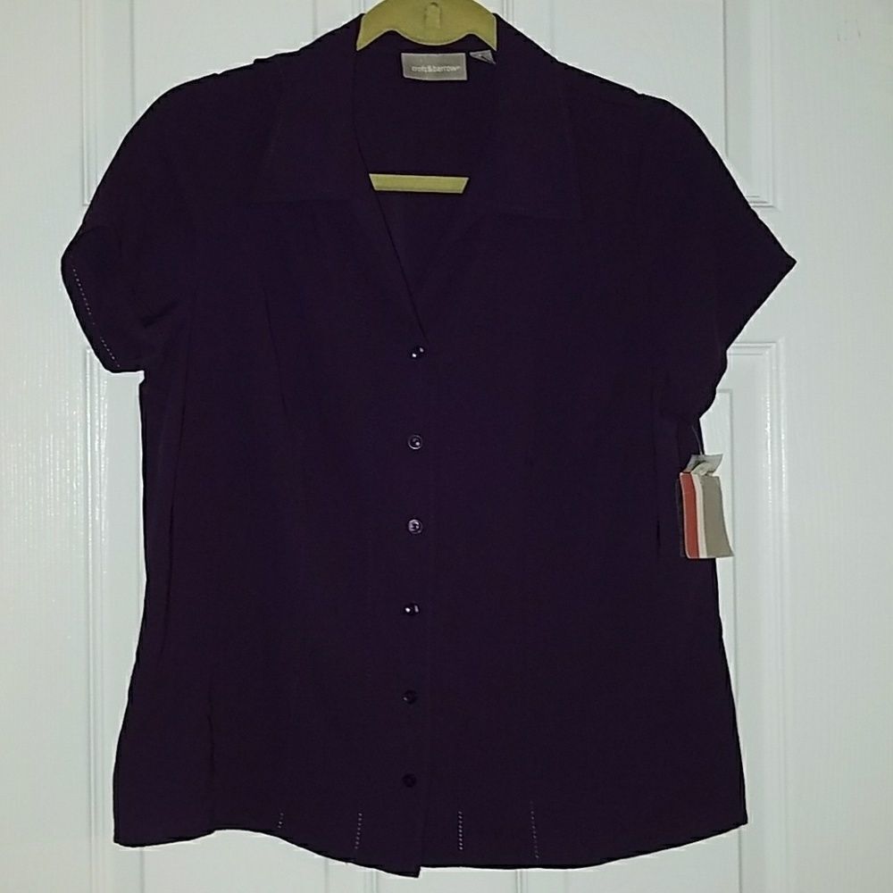 Croft & Barrow eggplant blouse Sz M NWT